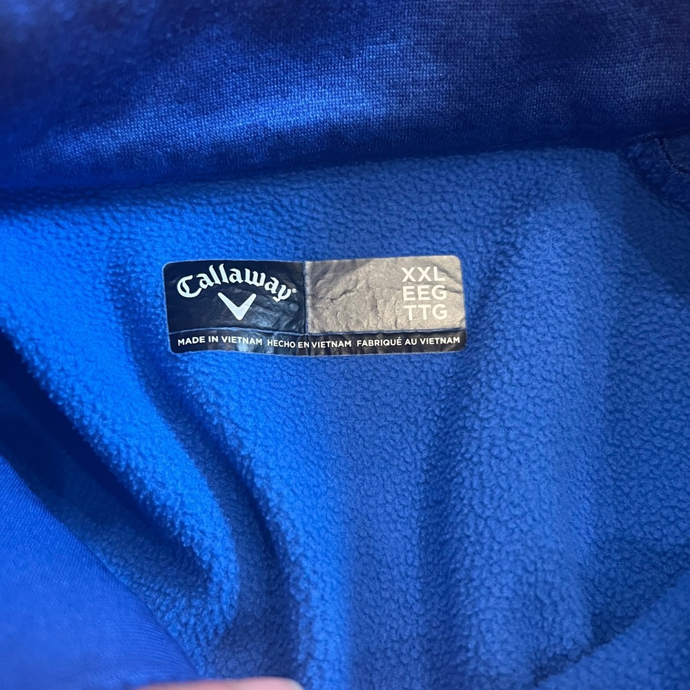 Callaway Mens XXL Blue Heather Quarter Zip Fleece Pullover Golf Jacket Pocket - Picture 3 of 7